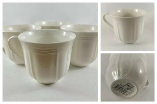 Set Of 4 Mikasa Ultima Plus,  Hk 400 Antique White 3 1/4 " Coffee Mugs Cups