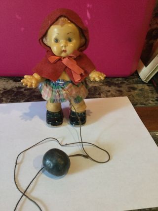 Vintage Walking Doll With String Celluloid Doll 6.  5” Height