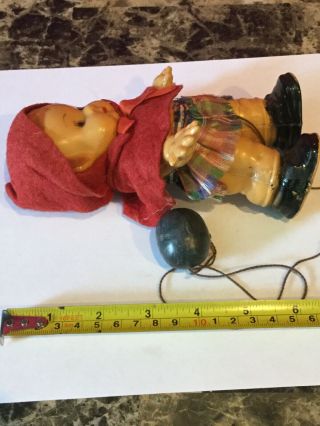Vintage Walking Doll With String Celluloid Doll 6.  5” Height 5