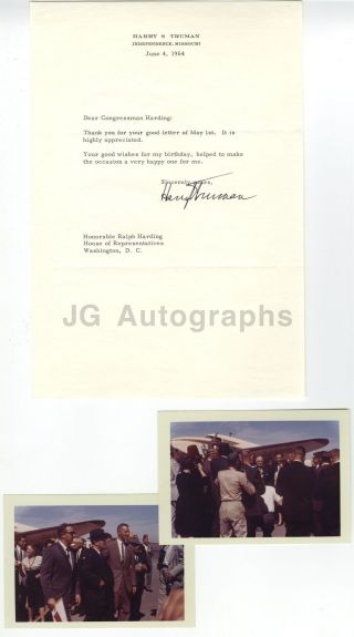 Harry S.  Truman 1964 Signed Letter Sent To Congressman Ralph R.  Harding