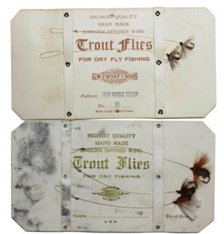Antique G.  W.  Frost & Sons Fly Fishing Trout Flies On Cards