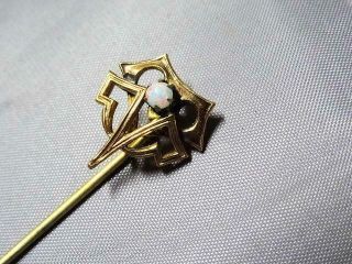 Antique Victorian Gold Filled Stick Pin With Opal