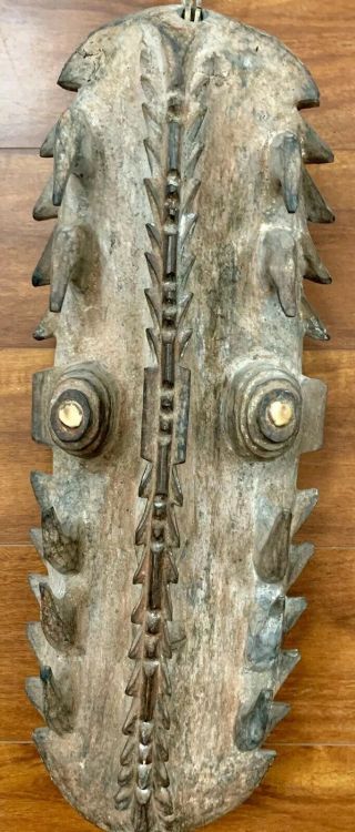 Rare Antique Authentic African Tribal Wood Mask Crocodile Animal Folk Carved