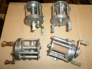 4 Vintage Fishing Reels Pflueger Akron Shakespeare Criterion 1961 Made In Usa
