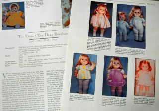 4p History Article,  Id Pics - Vtg 1960s Vogue Too Dear/too Dear Brother Dolls