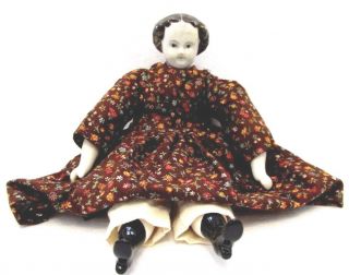 Victorian Doll W/ceramic Head,  Hands & Knees To Feet & Cloth Body 9 1/2 " Long