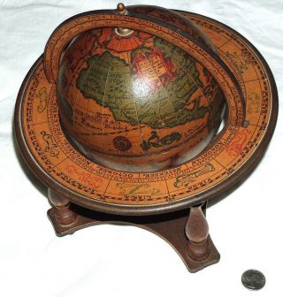 VTG 10” Old World Globe,  Latin Celestial w/ Zodiac Signs,  Spins Made In Italy 2