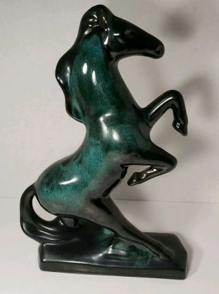 Blue Mountain Pottery Rearing Horse Statue 3