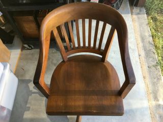 Wh Gunlocke Antique Office Chair Wayland Ny 1920s Vintage Oak Swivel Tilt Back