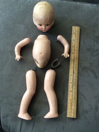 Vintage 1920’s/ 30’s Antique Composition Doll - 12 Inches Tall