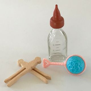Vintage Orig Tiny Tears Doll Bottle,  Rattle Clothes Pins Betsy Wetsy Dy - Dee Baby