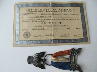 Boy Scout Eagle Medal Rob 3 Earned 1936 With Certificate