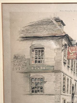 Cecil Aldin Pencil Signed Framed Antique Lithograph Spread Eagle Inn England 3