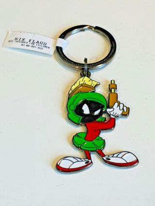 Six Flags Magic Mountain Looney Tunes Marvin The Martian With Gun Keychain