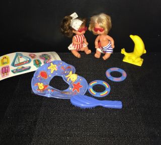 Vintage Heart Family Baby Doll Mattel Family Sunshine Fun 2 Dolls Boy Girl Beach