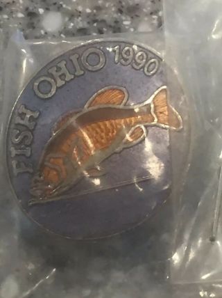 VINTAGE FISH OHIO 1990 - 1990 HAT OR LAPEL AWARD PIN 3