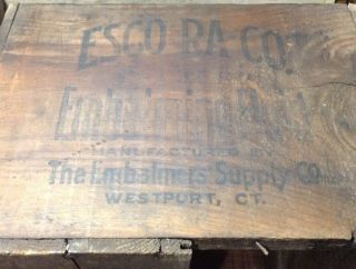 Antique Esco Embalming Fluid Bottle Crate Box Funeral Veino Esco Ra Co