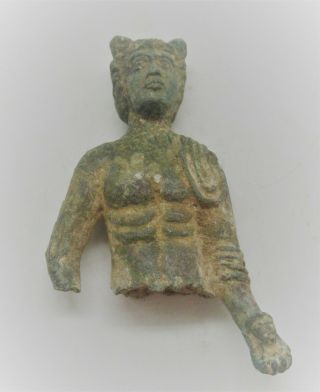 Rare Ancient Near Eastern Bronze Statue Fragment,  Roman Period Satyr?