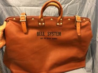 Antique Bell System Klein - Buhrke Tools Leatherette Bag Climbing Gear Storage Bag