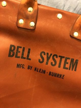 Antique Bell System Klein - Buhrke Tools Leatherette Bag Climbing Gear Storage Bag 2