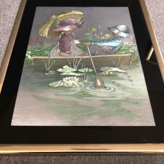 Set of 2 Vintage Holly Hobbie Metallic Pictures Wall Hanging 4