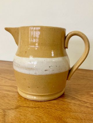 Early Antique Yellow Ware Pitcher / 4 - 1/2 " H /
