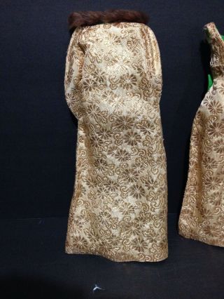 Vintage Barbie Golden Glory 1645 (1965 - 1966) Gold Green Gown & Coat Fur Chiffon 6