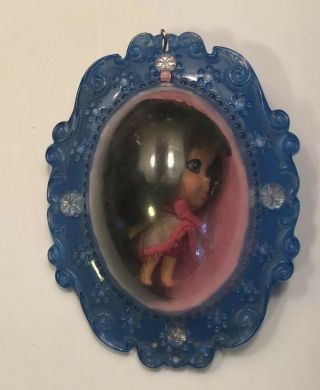 Vintage Mattel Liddle Kiddles Loretta Lucky Locket Brunette Blue Pendant Toy