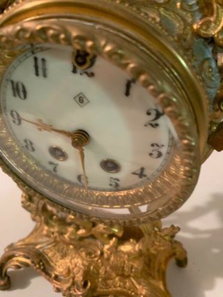 Haven Clock Co Antique Clock Bronze? Figure Lady Gold 3