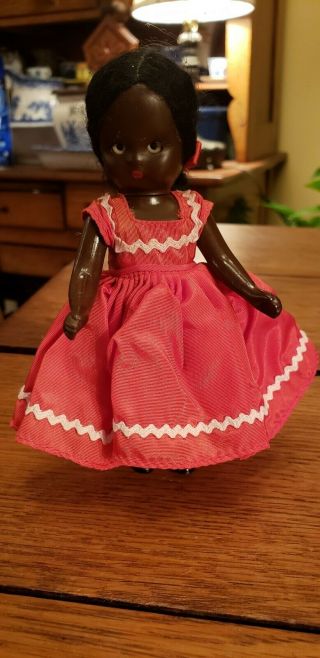 Vintage Black Topsy Nancy Ann Storybook Hard Plastic Doll All
