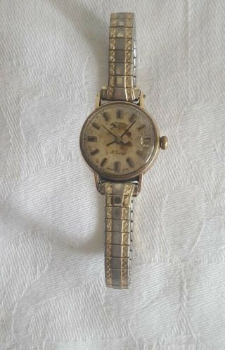 Ladies Vintage Rotary Watch With Gold Effect Stretch Style Strap.