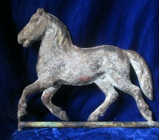 Antique Running Trotting Metal Horse From Weather Vane