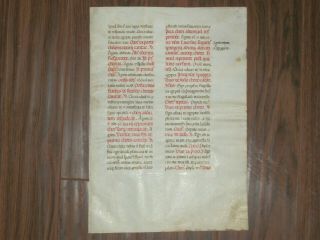 Rare Large Vellum Medieval Manuscript Missal Leaf,  Italy,  Ca.  1375