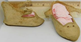 23 Antique French Jumeau Silk Shoes w/Bea Mark For Antique French Bisque Dolls 2