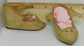 23 Antique French Jumeau Silk Shoes w/Bea Mark For Antique French Bisque Dolls 3