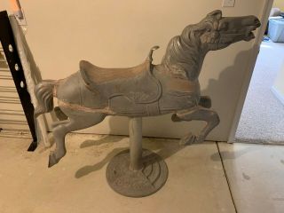 Carousel Horse On A Round Coca Cola Base,  Restoration Was Started.  Not Painted.