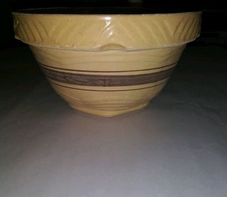 Small Vintage/antique Yellow Ware Mixing Bowl 104 Usa,  5 " - 3 Brown Stripes