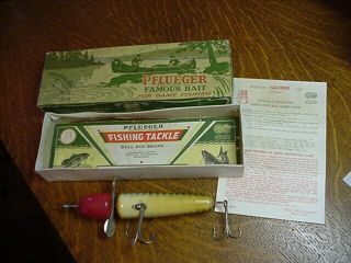 Vintage Pflueger Bull Dog Brand Globe Bait Wood Fishing Lure 3750 W/box