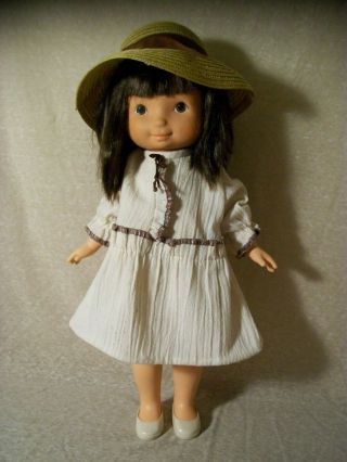 Vintage Fisher - Price My Friend Jenny Doll,  Brown Hair,  Dress,  Hat,  Shoes
