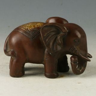 Chinese Bronze Gilt Hand - Carved Elephant Statue My0851