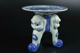 S5622: Chinese Blue&white Flower Pomegranate Pattern Shapely Tray Tea Ceremony