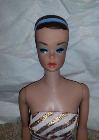 Vintage High Color Fashion Queen Barbie Doll In Swimsuit Blue Headband