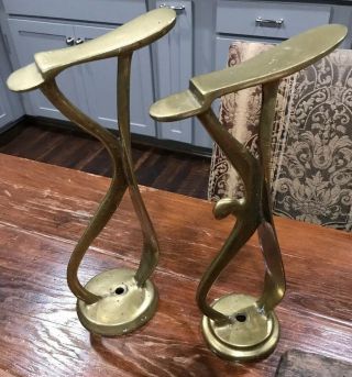 Antique Solid Brass Cobbler Shoe Shine Stands Foot Rests 16.  5” And 16”