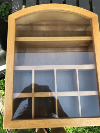 Vintage Wood Shelf Glass Door Curio Cabinet Table Top Or Wall Hanging