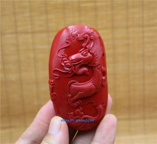 Exquisite Chinese Handwork Carved Dragon Pendant Evil Spirit Amulet Cinnabar