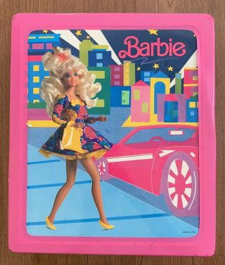 Pink Barbie Doll Trunk 1989 Tara Toys Mattel Fashion Wardrobe Vinyl Carry Case