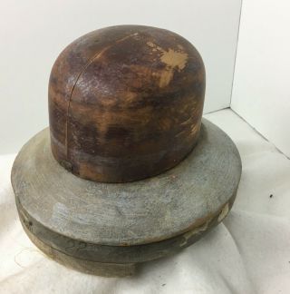 Antique Hat Block Mold Form Brim And Crown