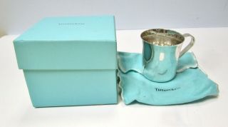 Antique Tiffany & Co.  Makers Sterling Silver Mirrored Baby Cup 23245 W/puch,  Box