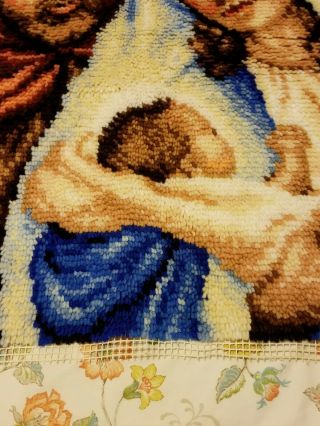 Vintage Latch Hook Rug Holy Family Joseph Mary Christmas complete 3