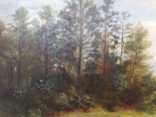 Antique American Michigan Americana Lake Trees Landscape Oil Painting Art Signed 4